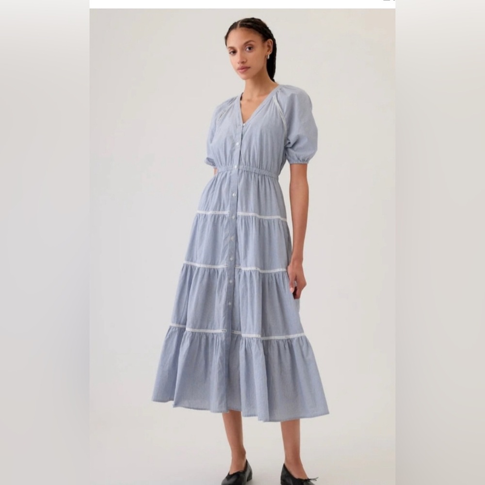 GAP Light Blue Tiered Maxi Dress